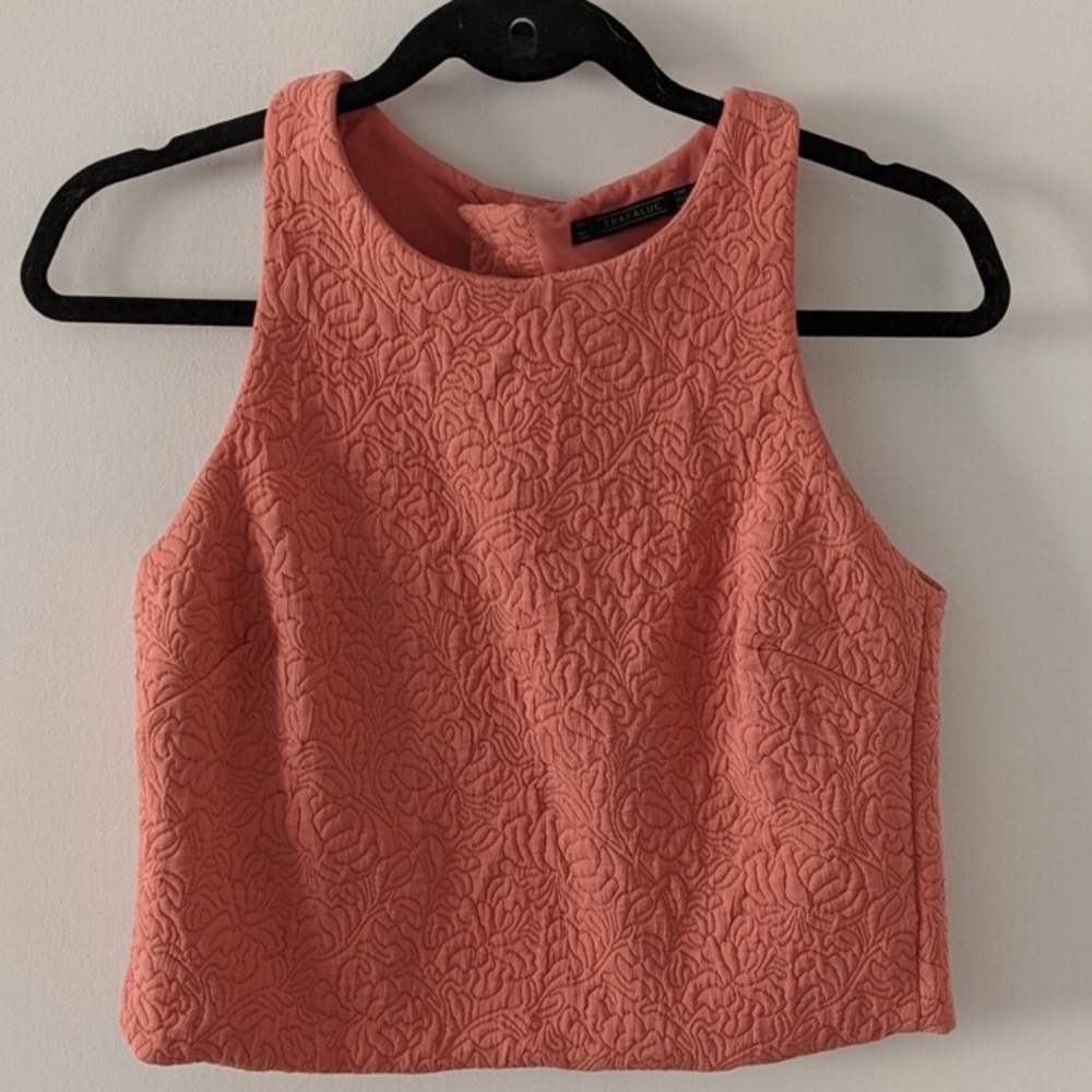 Zara Coral/Light Pink Backless Crop Top